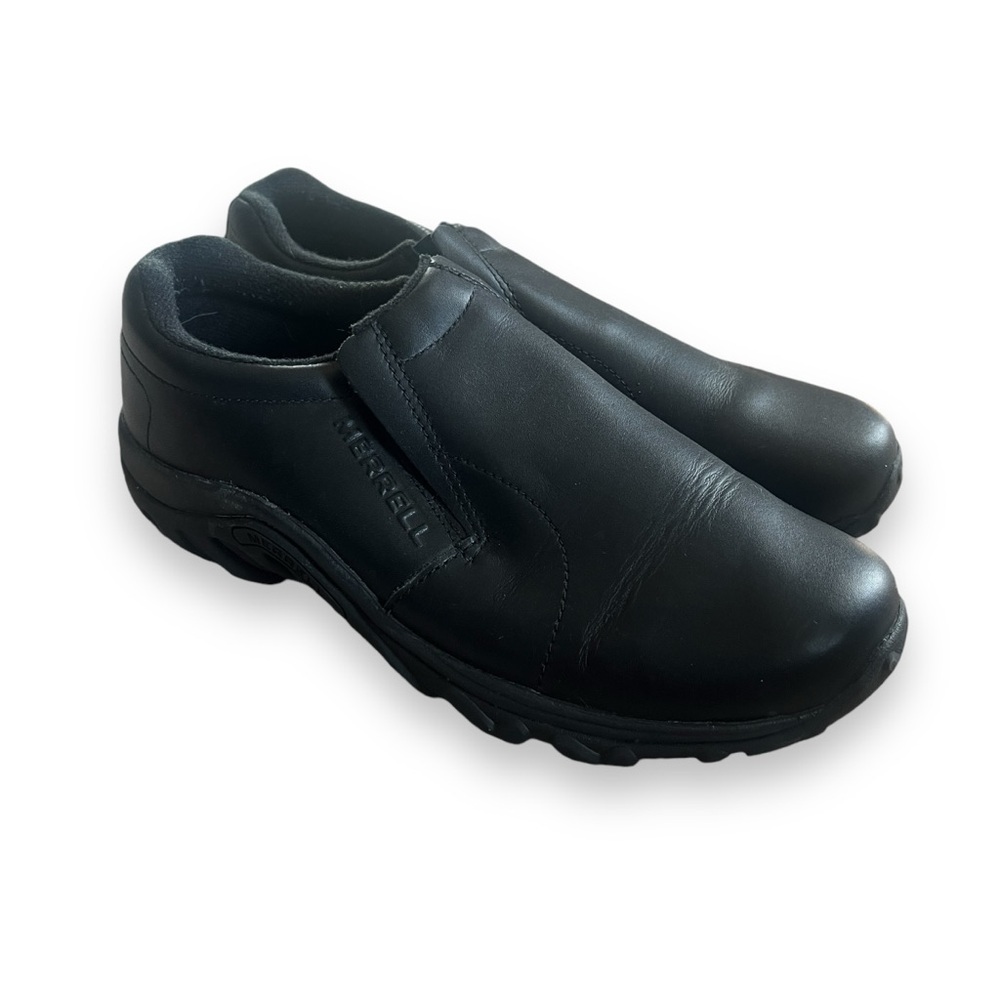 Merrell Black Leather Jungle Moc Slip-on Grippy Sole Shoes ⚠️ Missing Insert ⚠️ - Picture 6 of 11